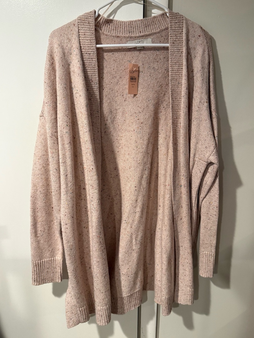 NWT - LOFT Blush Speckled Open Cardigan